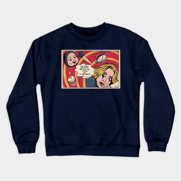 Killer Birthday Rewind Comic Panel Crewneck Sweatshirt by ibtrav